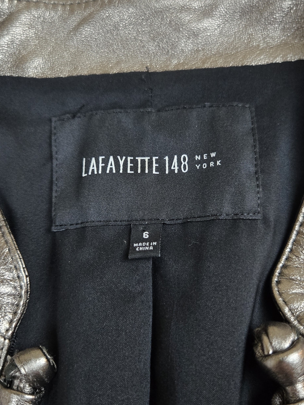 Lafayette 148 New York 100% Leather Metallic Gold Jacket Women's Size 6 Luxury - Picture 3 of 13